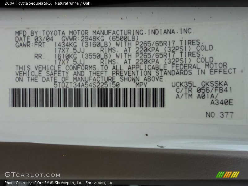 Natural White / Oak 2004 Toyota Sequoia SR5