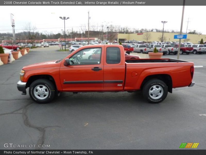 Inferno Orange Metallic / Medium Pewter 2008 Chevrolet Colorado Work Truck Extended Cab