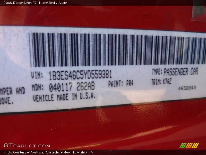 Flame Red / Agate 2000 Dodge Neon ES