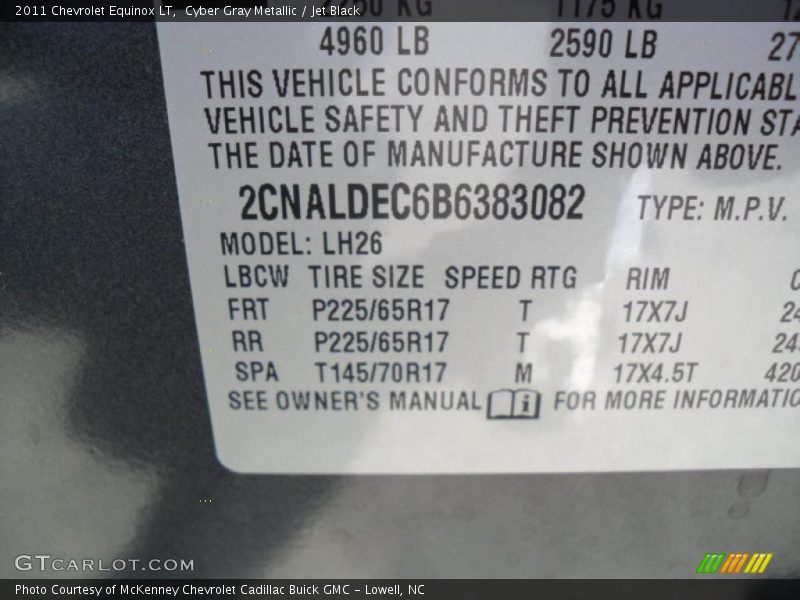 Cyber Gray Metallic / Jet Black 2011 Chevrolet Equinox LT