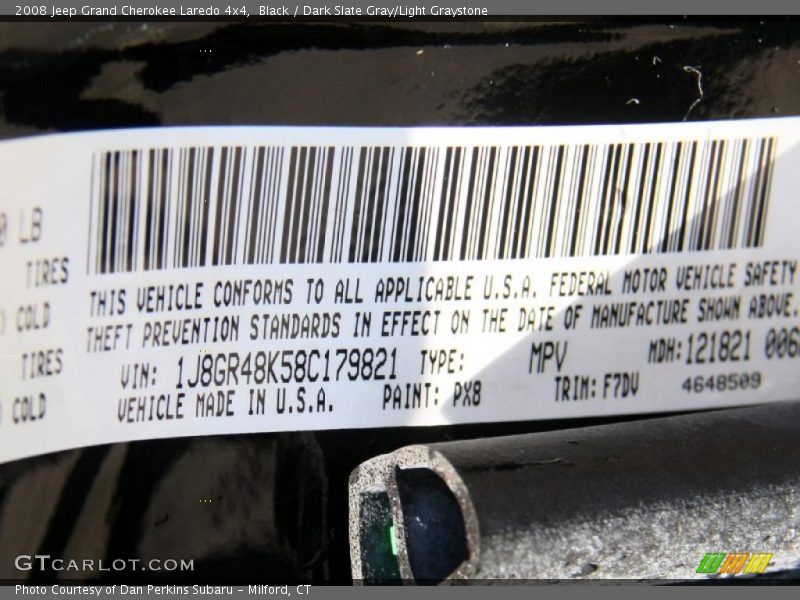 Black / Dark Slate Gray/Light Graystone 2008 Jeep Grand Cherokee Laredo 4x4