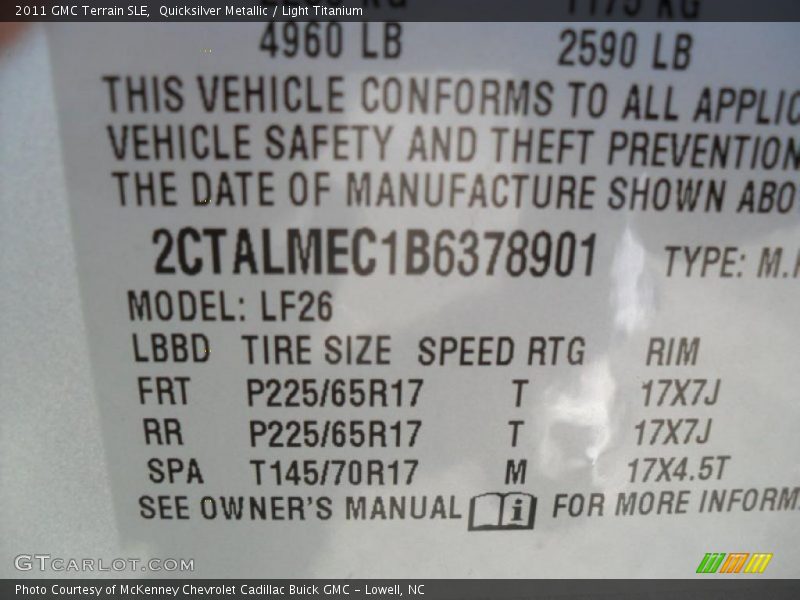Quicksilver Metallic / Light Titanium 2011 GMC Terrain SLE