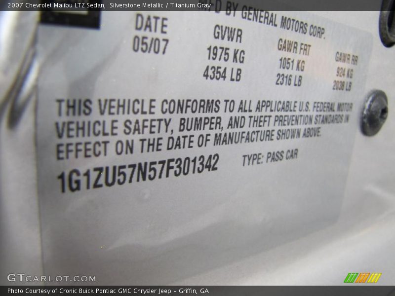 Silverstone Metallic / Titanium Gray 2007 Chevrolet Malibu LTZ Sedan