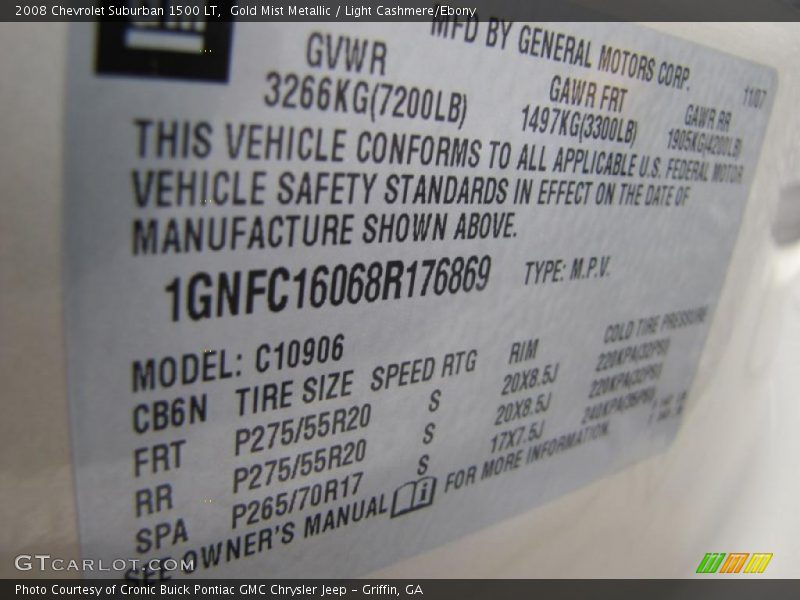 Gold Mist Metallic / Light Cashmere/Ebony 2008 Chevrolet Suburban 1500 LT