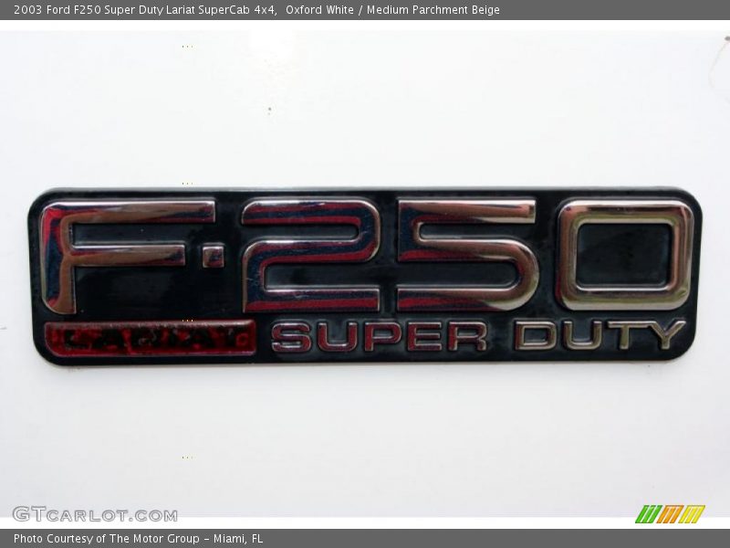 Oxford White / Medium Parchment Beige 2003 Ford F250 Super Duty Lariat SuperCab 4x4
