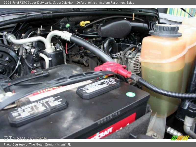 Oxford White / Medium Parchment Beige 2003 Ford F250 Super Duty Lariat SuperCab 4x4