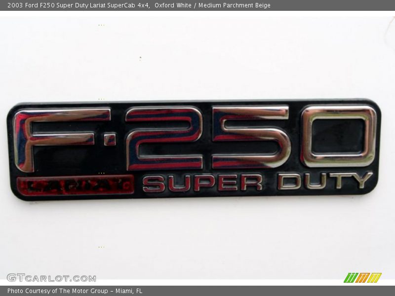 Oxford White / Medium Parchment Beige 2003 Ford F250 Super Duty Lariat SuperCab 4x4