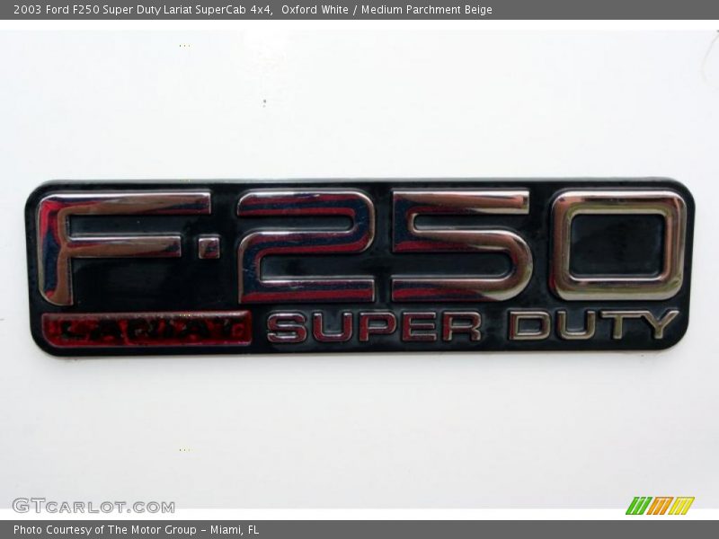 Oxford White / Medium Parchment Beige 2003 Ford F250 Super Duty Lariat SuperCab 4x4
