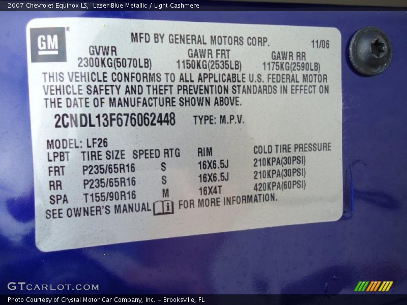 Laser Blue Metallic / Light Cashmere 2007 Chevrolet Equinox LS