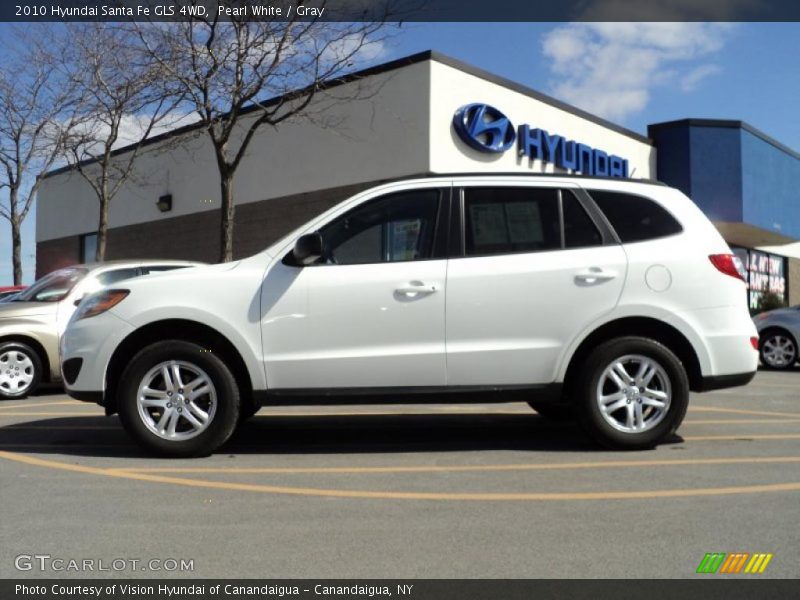 Pearl White / Gray 2010 Hyundai Santa Fe GLS 4WD