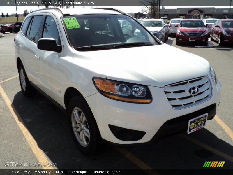 Pearl White / Gray 2010 Hyundai Santa Fe GLS 4WD