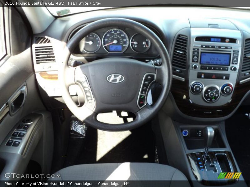Pearl White / Gray 2010 Hyundai Santa Fe GLS 4WD