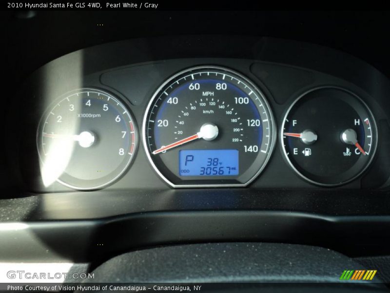 Pearl White / Gray 2010 Hyundai Santa Fe GLS 4WD