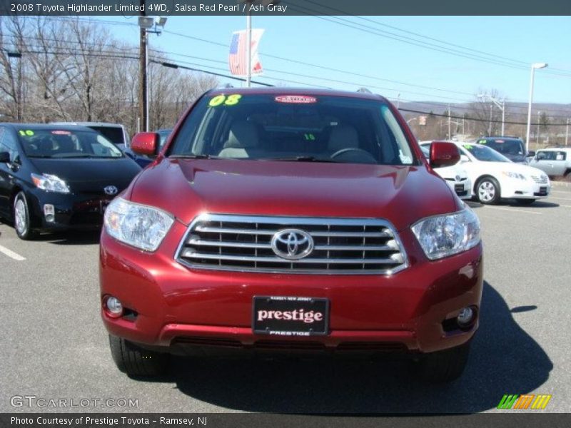 Salsa Red Pearl / Ash Gray 2008 Toyota Highlander Limited 4WD