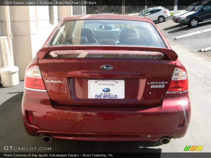 Ruby Red Pearl / Off Black 2009 Subaru Legacy 2.5i Sedan