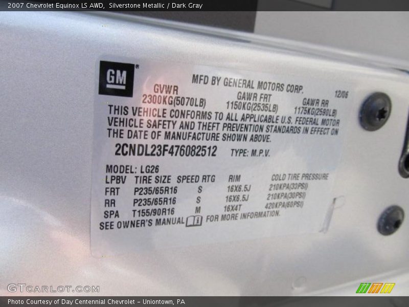 Silverstone Metallic / Dark Gray 2007 Chevrolet Equinox LS AWD