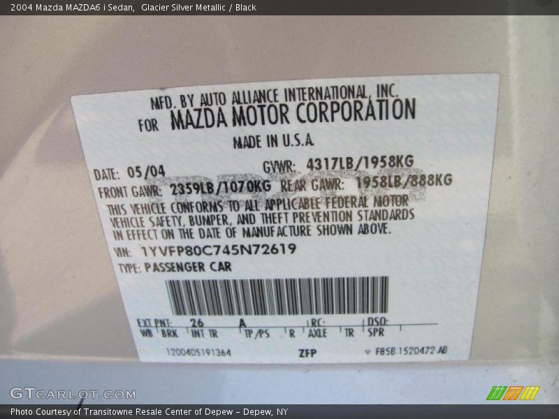 Glacier Silver Metallic / Black 2004 Mazda MAZDA6 i Sedan
