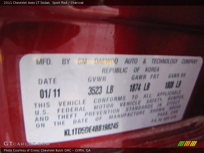 Sport Red / Charcoal 2011 Chevrolet Aveo LT Sedan