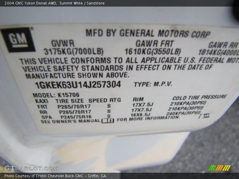 Summit White / Sandstone 2004 GMC Yukon Denali AWD
