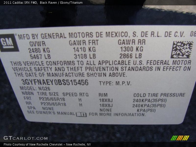 Black Raven / Ebony/Titanium 2011 Cadillac SRX FWD
