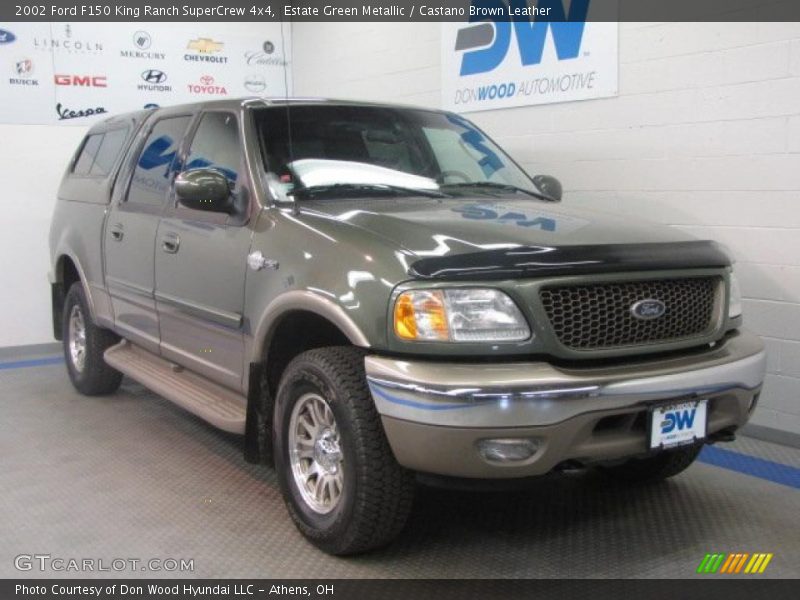 Estate Green Metallic / Castano Brown Leather 2002 Ford F150 King Ranch SuperCrew 4x4