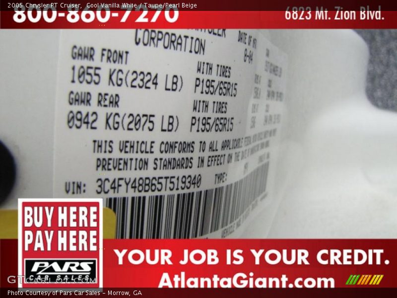 Cool Vanilla White / Taupe/Pearl Beige 2005 Chrysler PT Cruiser