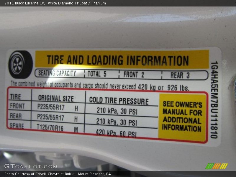 White Diamond TriCoat / Titanium 2011 Buick Lucerne CX