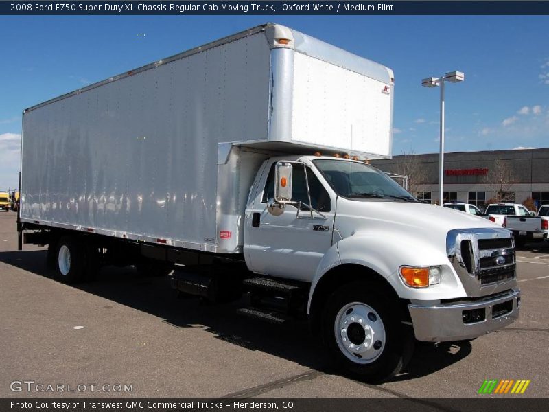 Oxford White / Medium Flint 2008 Ford F750 Super Duty XL Chassis Regular Cab Moving Truck