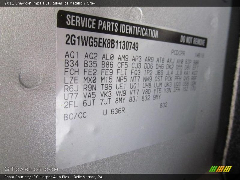 Info Tag of 2011 Impala LT
