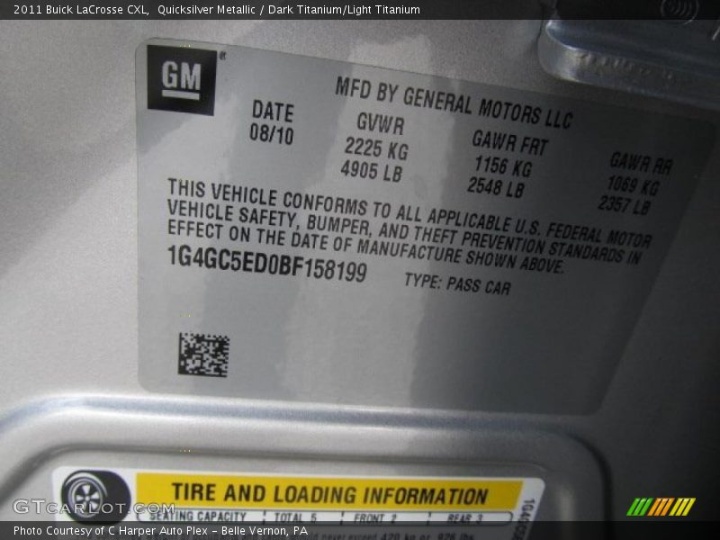 Quicksilver Metallic / Dark Titanium/Light Titanium 2011 Buick LaCrosse CXL