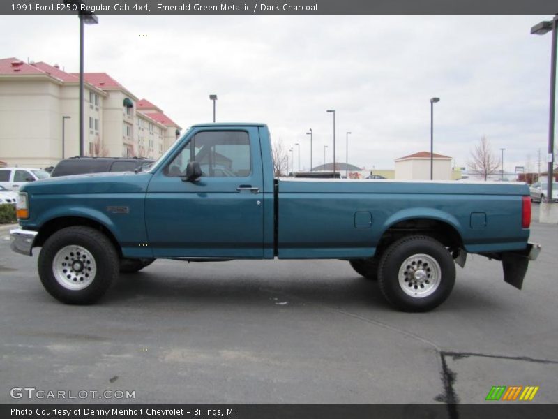 Emerald Green Metallic / Dark Charcoal 1991 Ford F250 Regular Cab 4x4