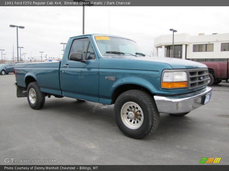 Emerald Green Metallic / Dark Charcoal 1991 Ford F250 Regular Cab 4x4