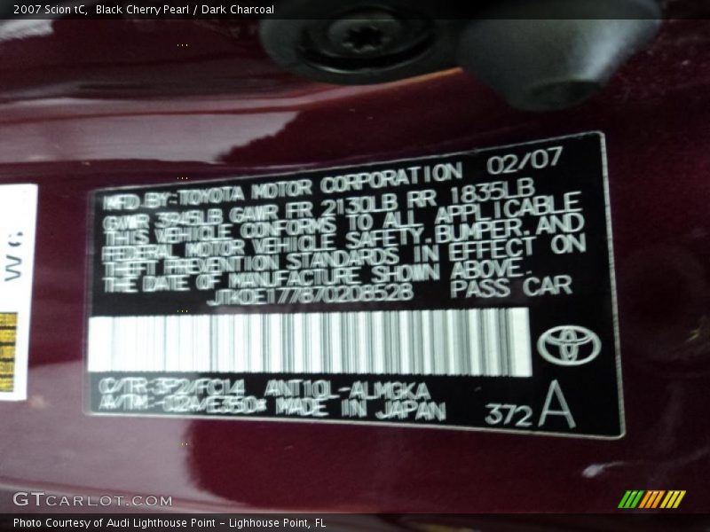 Black Cherry Pearl / Dark Charcoal 2007 Scion tC
