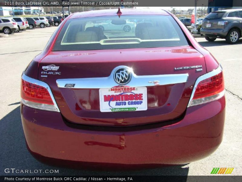 Red Jewel Tintcoat / Cocoa/Light Cashmere 2010 Buick LaCrosse CXL AWD
