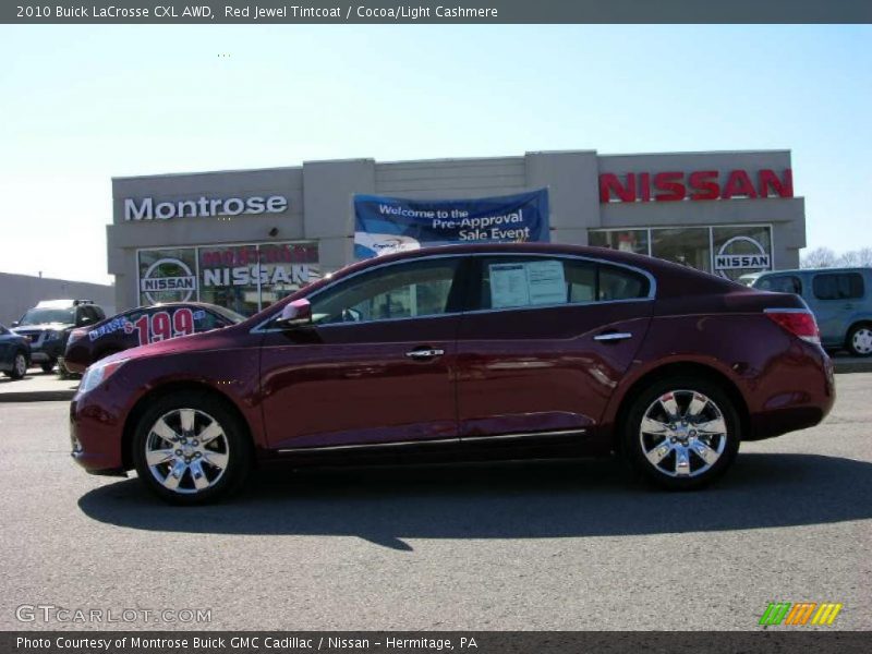 Red Jewel Tintcoat / Cocoa/Light Cashmere 2010 Buick LaCrosse CXL AWD