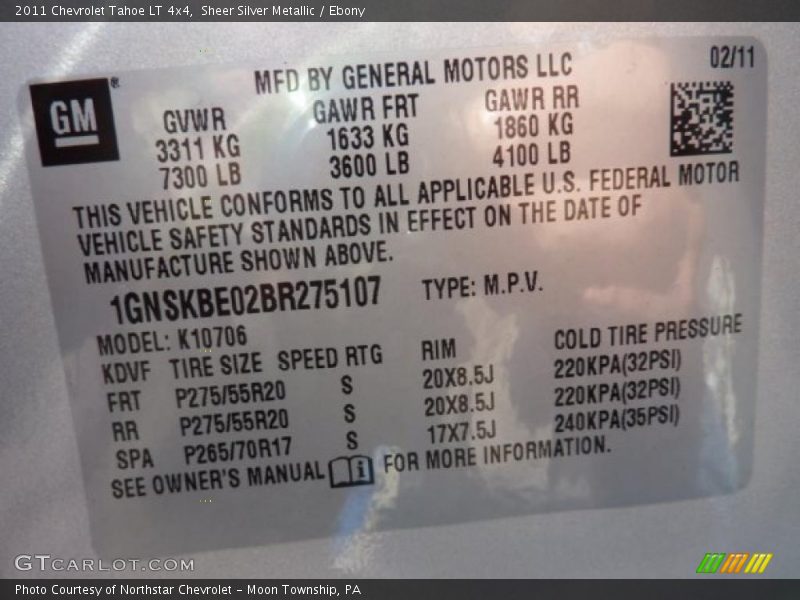 Sheer Silver Metallic / Ebony 2011 Chevrolet Tahoe LT 4x4