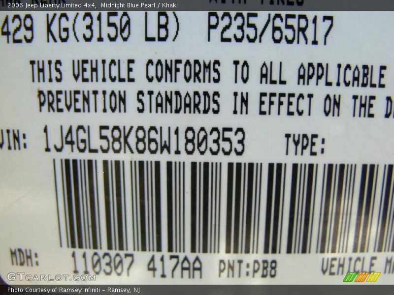 Midnight Blue Pearl / Khaki 2006 Jeep Liberty Limited 4x4