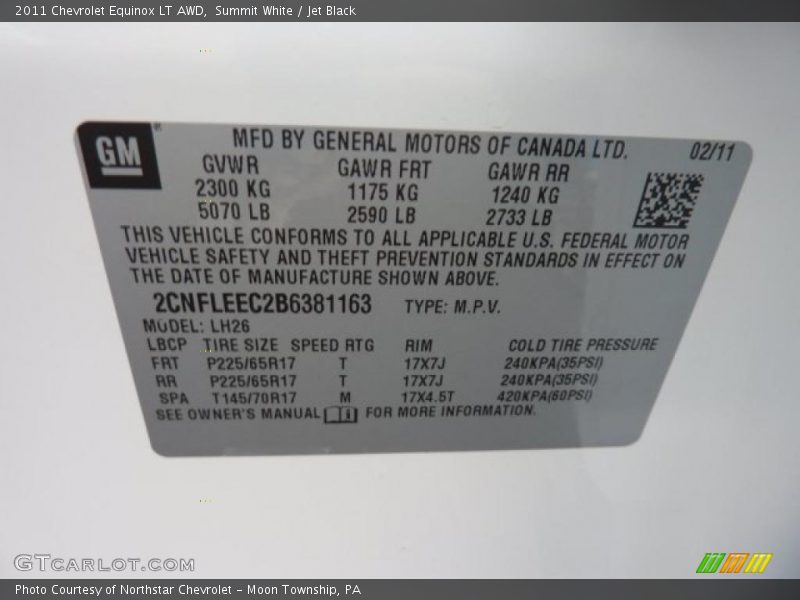 Summit White / Jet Black 2011 Chevrolet Equinox LT AWD