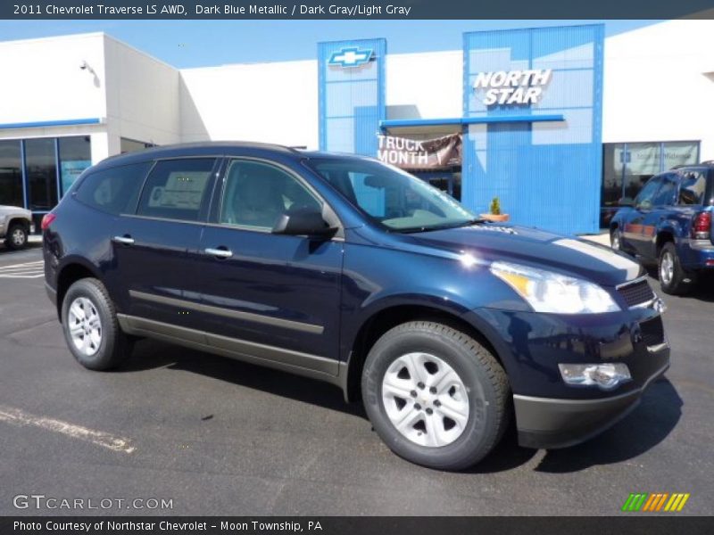 Dark Blue Metallic / Dark Gray/Light Gray 2011 Chevrolet Traverse LS AWD