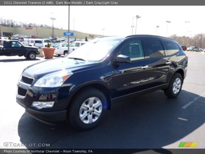 Dark Blue Metallic / Dark Gray/Light Gray 2011 Chevrolet Traverse LS AWD