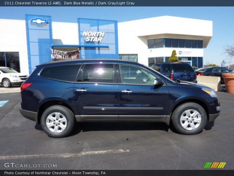 Dark Blue Metallic / Dark Gray/Light Gray 2011 Chevrolet Traverse LS AWD