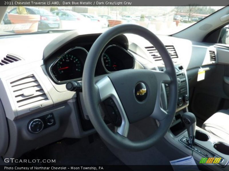 Dark Blue Metallic / Dark Gray/Light Gray 2011 Chevrolet Traverse LS AWD