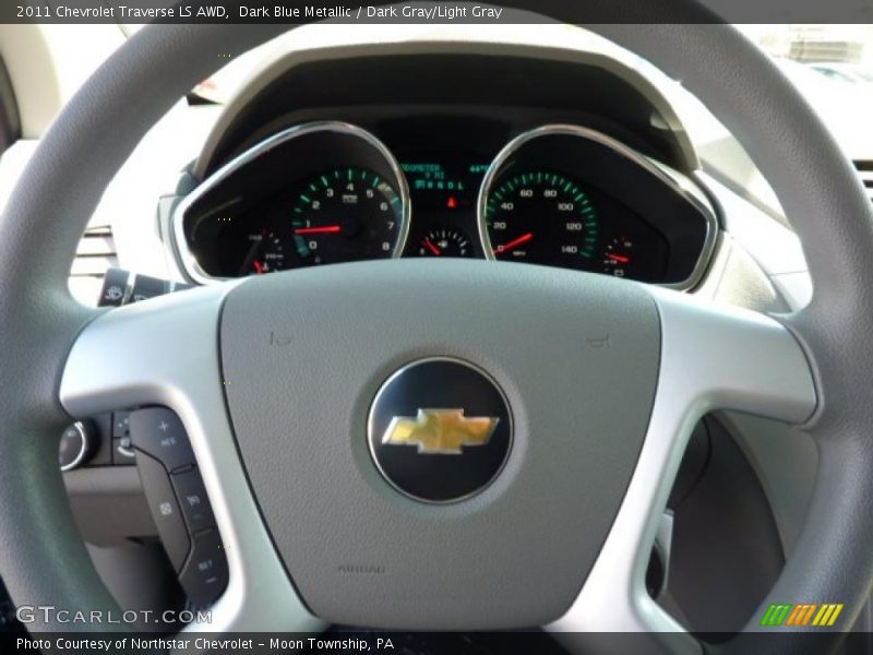 Dark Blue Metallic / Dark Gray/Light Gray 2011 Chevrolet Traverse LS AWD