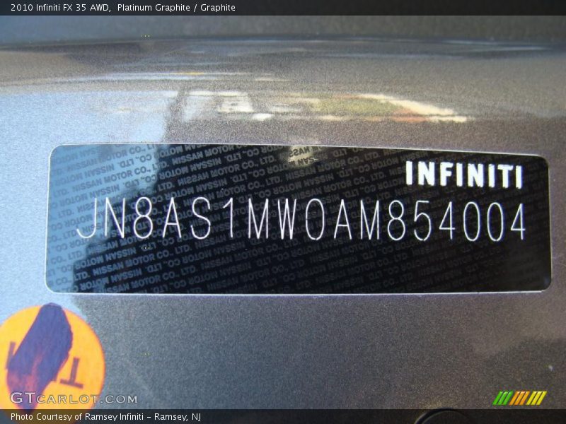 Platinum Graphite / Graphite 2010 Infiniti FX 35 AWD