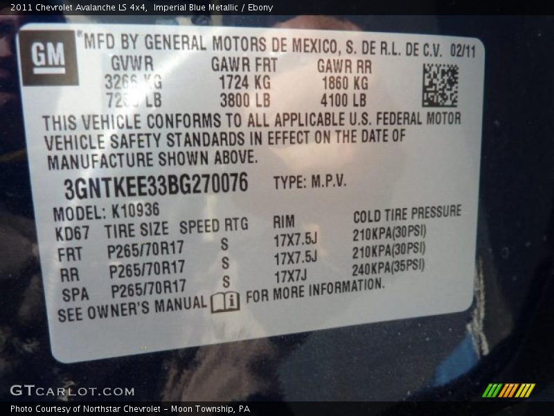 Imperial Blue Metallic / Ebony 2011 Chevrolet Avalanche LS 4x4