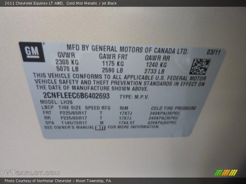 Gold Mist Metallic / Jet Black 2011 Chevrolet Equinox LT AWD