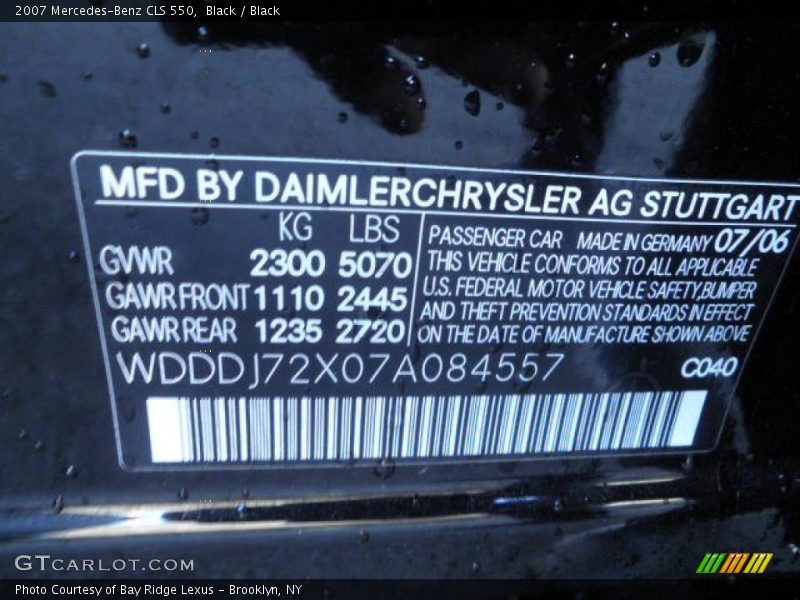 Black / Black 2007 Mercedes-Benz CLS 550