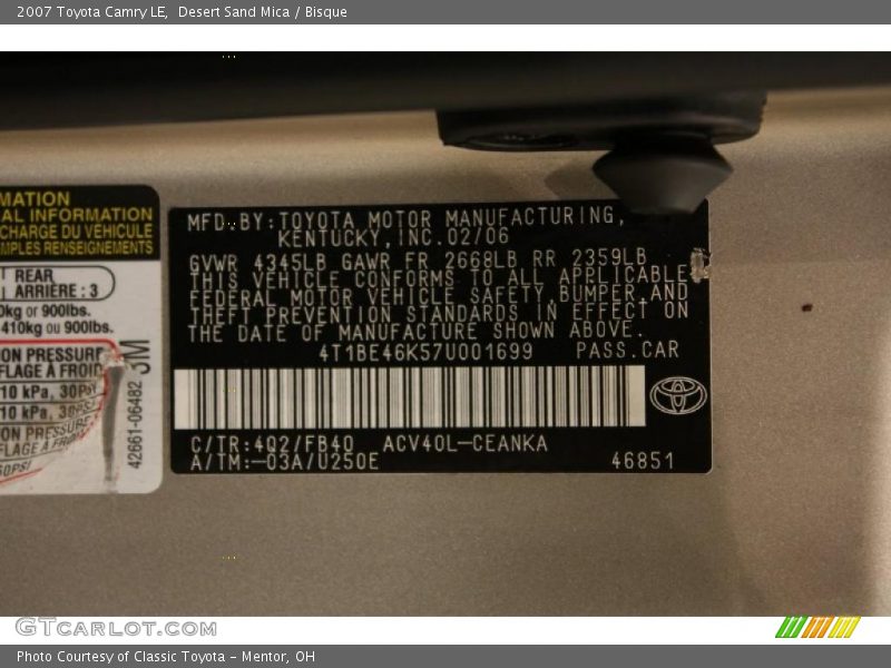Desert Sand Mica / Bisque 2007 Toyota Camry LE