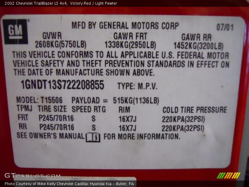 Victory Red / Light Pewter 2002 Chevrolet TrailBlazer LS 4x4