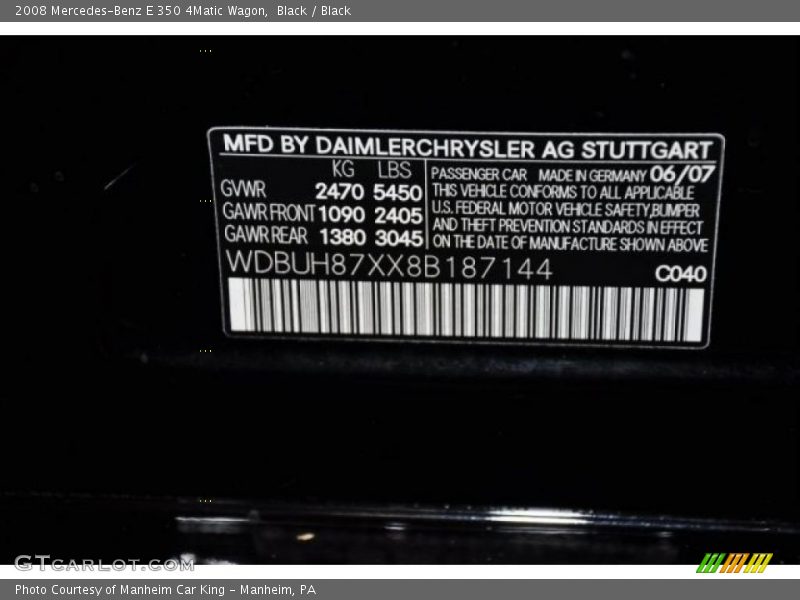Black / Black 2008 Mercedes-Benz E 350 4Matic Wagon